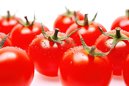 番茄一筐背景图片_白色背景上的许多西红柿