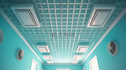 空调背景背景图片_嵌入式天花板盒式空调的 3d 渲染