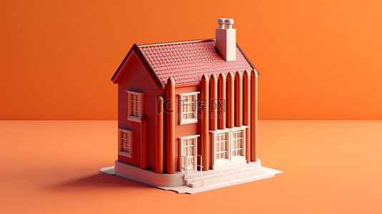 用于高效家庭能源的房屋形状采暖散热器的 3D 渲染