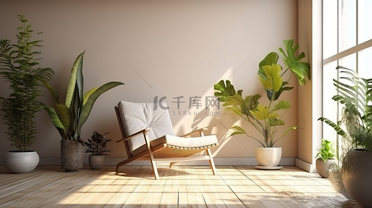 休闲生活背景背景图片_宁静时尚的公寓休闲空间的简约 3D 渲染