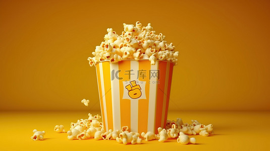 大零食背景图片_电影院零食爆米花桶的插图 3D 渲染