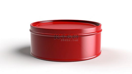 红色锡罐盒的独立 3D 渲染，非常适合散装食品或产品包装设计