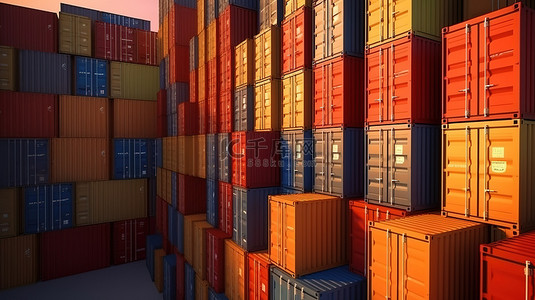 货物海上运输背景图片_高效的进出口物流 货船上货物集装箱的 3D 渲染图像