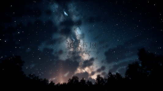 夜晚繁星星空天空森林广告背景
