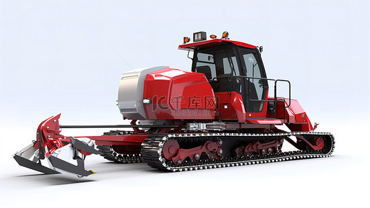 雪地车背景图片_3D 渲染中白色背景上描绘的除雪机