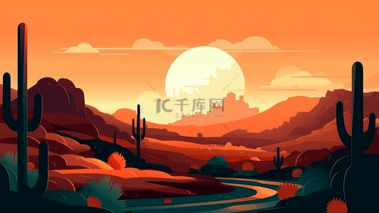 沙漠太阳夕阳背景