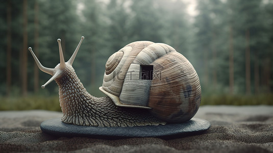 建筑仙境蜗牛的 3D 渲染，一栋正在建设的房子作为其精致的住宅
