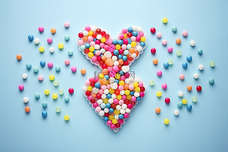 糖果字背景图片_一系列色彩缤纷的爱和圆点形状的不同糖果