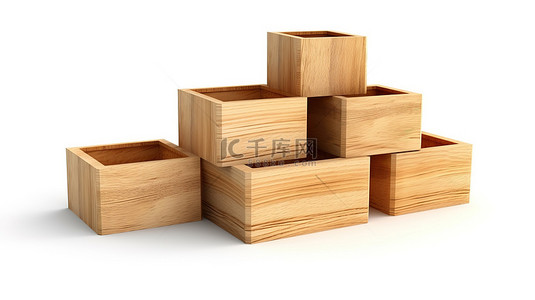 木箱背景背景图片_在中性背景上数字渲染的干净木箱