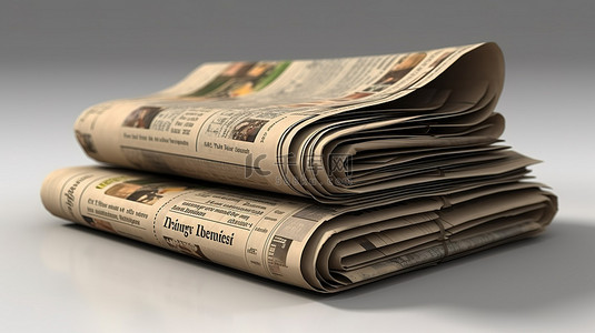 带有突发新闻的表格或报纸的 3D 渲染