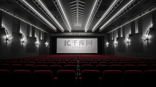电影视觉背景图片_3D视觉渲染中的空电影院大厅