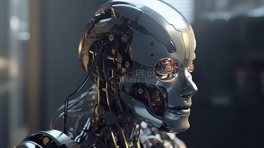 通过 3D 渲染探索人工智能机器学习和技术开发，概念化机器人技术的未来