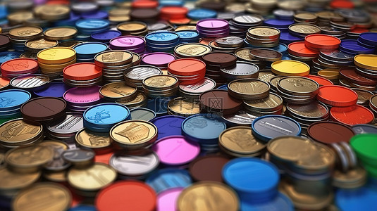 货币兑换按钮放置在一堆钱上，象征着在 3d 中创建的买卖