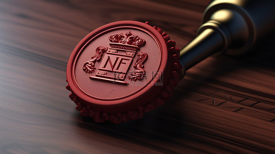 皇家批准 NFT 加密签名的官方蜡封的 3D 插图