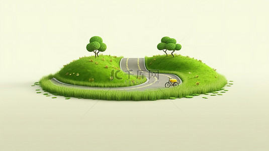 智能农业概念在线广告孤立背景下草路的 3D 插图