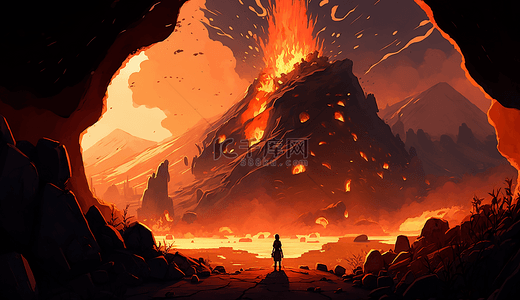 游戏主题背景图片_探险游戏火山主题背景