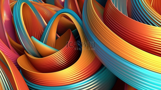 动态圆框背景图片_抽象大量背景上旋转细环的动态 3D 插图