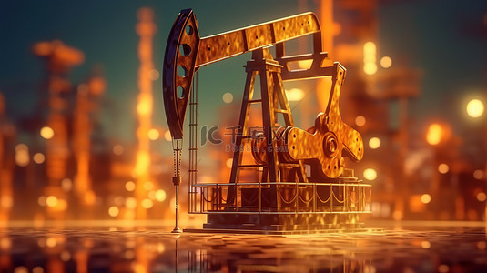 桶背景图片_石油工业 3D 渲染油泵炼油厂和桶的可视化