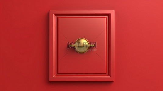 门红背景图片_关着的门的图标 哑光红板上金色门的 3D 渲染符号，非常适合社交媒体