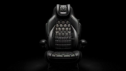黑色汽车座椅背景图片_从前视图看黑色皮革汽车座椅的 3D 渲染