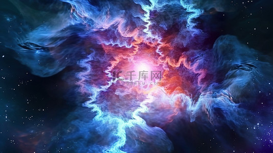亮色光背景图片_彩色星云诞生了一颗新星 3d 渲染