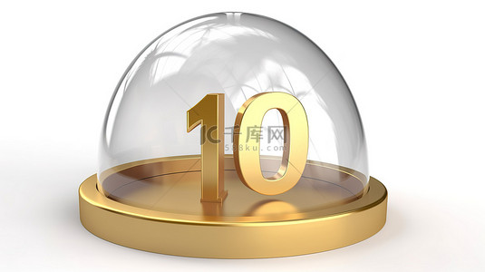 餐饮促销背景图片_在 3d 中呈现金色 10% 折扣的餐厅钟形装饰