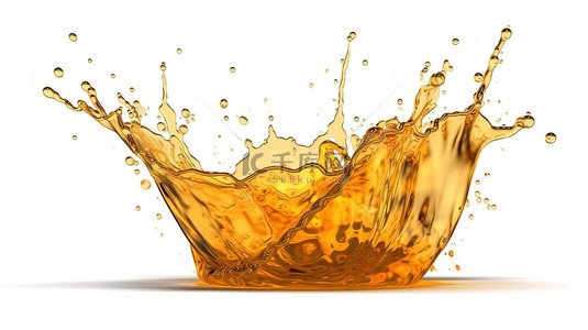 果汁飞溅背景图片_油或果汁的高能 3d 渲染，包括在白色背景剪切路径上的动态飞溅