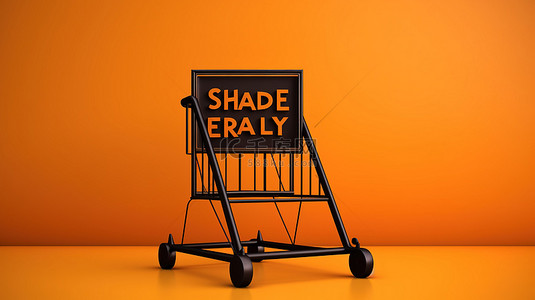 橙色背景促销背景图片_黑色星期五销售的橙色背景上的 3D 渲染工业风格标志