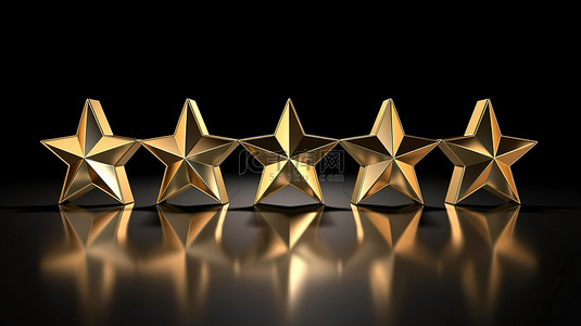 黄色星星背景背景图片_评级概念五颗星的 3D 渲染