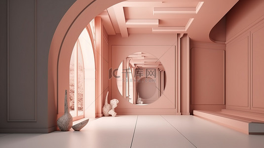 建筑和建筑广告和装饰壁纸的 3D 渲染背景