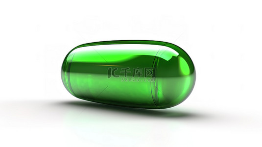 医疗绿色背景图片_3d 渲染白色背景分离绿色胶囊丸