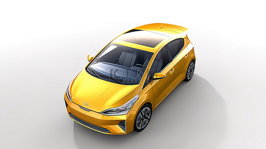 用于现代城市驾驶的高级范围增强型黄色电动掀背车的 3D 渲染