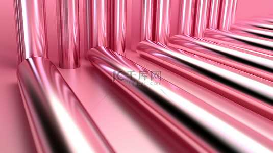 彩色金属背景背景图片_粉红色金属背景上闪闪发光的 3D 轮廓