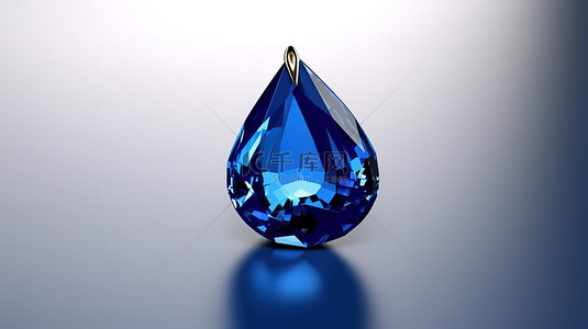 梨形蓝色蓝宝石宝石的 3d 渲染