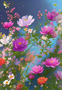 夏季植物插画背景图片_花朵美丽植物插画