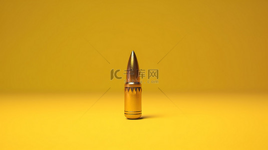 3D 插图中充满活力的黄色背景下强大的射弹