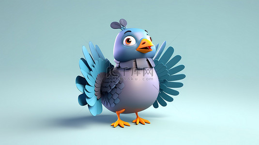 动物鸽子背景图片_顽皮的鸽子 3D 插图喜悦