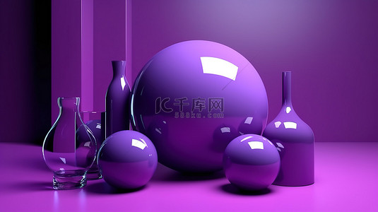 粉色淡背景图片_紫色的极简主义抽象场景清晰的 3D 渲染
