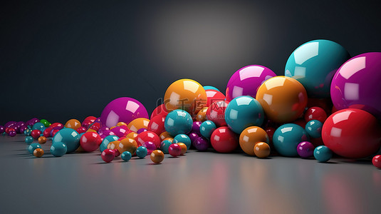 多彩多姿的 3D 球和圆形横幅，带有文本空间优质设计元素