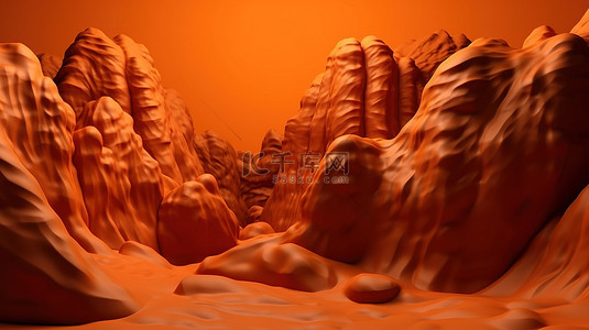 抽象橙色背景图片_广告就绪 3d 渲染抽象橙色摇滚背景