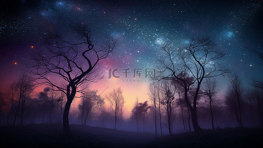 星空天空森林夜景