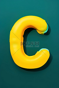 字母c背景图片_一个黄色和绿色的塑料字母 c，形状像贝壳