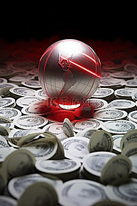 地球圆球背景图片_一个小圆球坐在一堆钱上