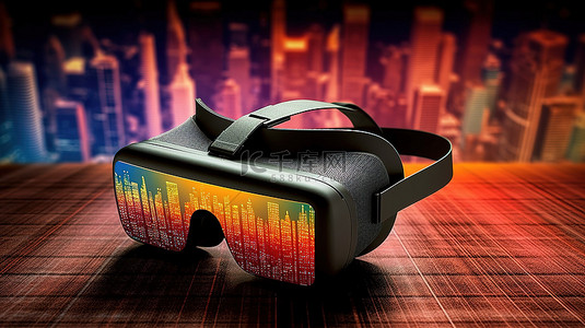 虚拟技术背景图片_3D VR 眼镜让商业图表在虚拟虚拟世界中栩栩如生