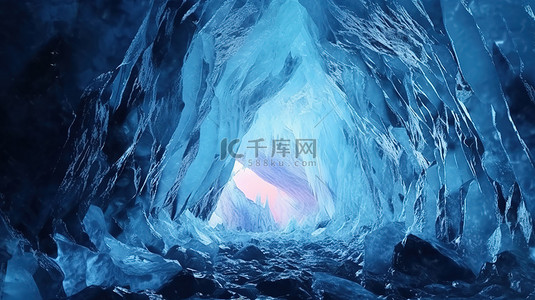 地下洞穴古迹背景图片_冰冻幻想用辐射光束照亮地下冰洞