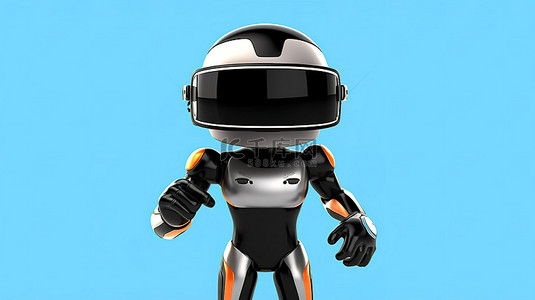 卡通橄榄球背景图片_戴着 VR 头盔的裁判的俏皮 3D 设计