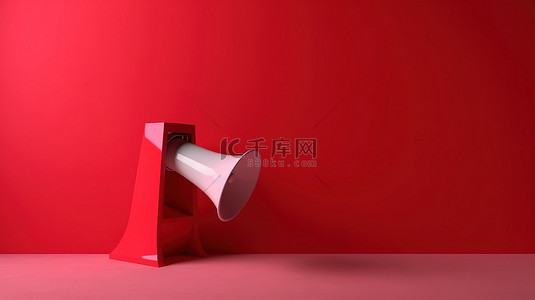 通话中背景图片_3D 渲染中红墙显示的巨型放大器