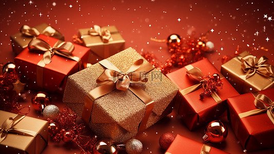 立体礼包礼物礼盒背景图片_圣诞节礼物背景