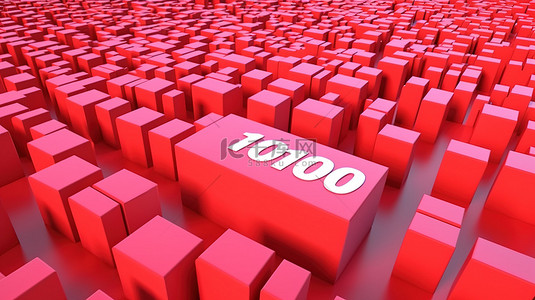 100 000 YouTube 关注者的 3D 渲染插图