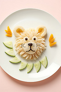 英语可爱背景图片_狮子午餐盘食物